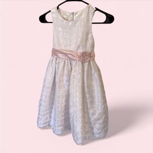 American Princess Ivory Dress with Blush Pink Sash and Rosette